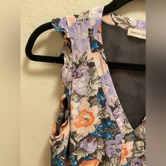 Rebecca Taylor Penelope V-Neck Silk Floral Multicolor Dress - Picture 5 of 11